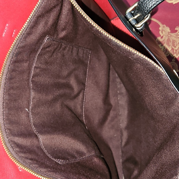 Coach Mollie Black Leather Tote with Red Interior - Picture 13 of 16